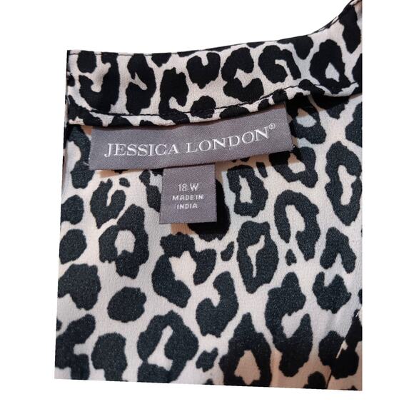 NEW JESSICA LONDON Blouse Tunic Top 18W Bell Sleeves Flowy Boho Animal Print - Picture 7 of 11